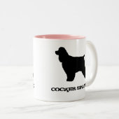 Cocker Spaniel Hondenras Silhouettes Custom Tweekleurige Koffiemok (Voorkant rechts)