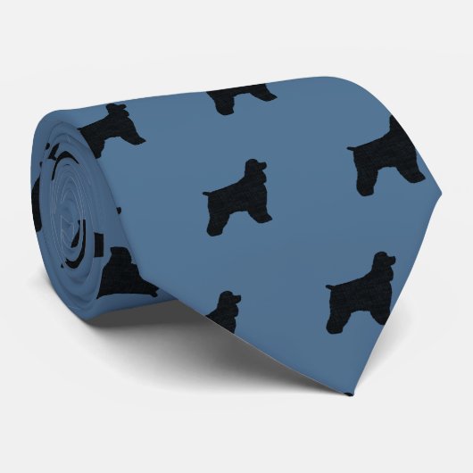 Cocker Spaniel Hondenras Silhouettes Patroon Stropdas (Opgerold)