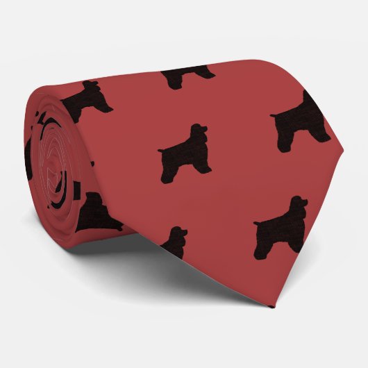 Cocker Spaniel Hondenras Silhouettes Patroon Stropdas (Opgerold)