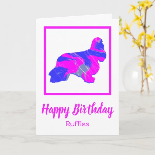 Cocker Spaniel Hot Pink Dog Funny Birthday Kaart (Gele Bloem)