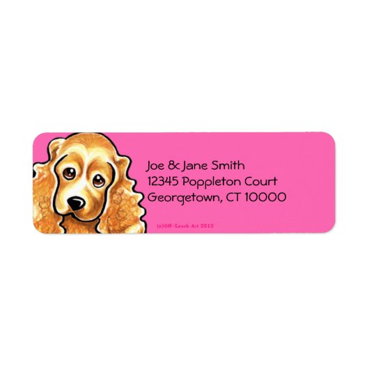 Cocker Spaniel Hot Pink Etiket (Voorkant)