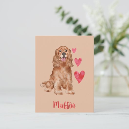 Cocker Spaniel  Huisdier naam Briefkaart (Staand voorkant)