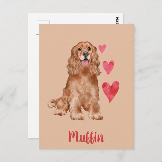 Cocker Spaniel Huisdier naam Briefkaart (Voorkant / Achterkant)