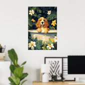 Cocker Spaniel In Bathtub Poster, Funny Dog Poster (Thuiskantoor)