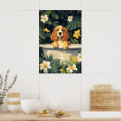 Cocker Spaniel In Bathtub Poster, Funny Dog Poster (Keuken)