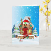 Cocker Spaniel in de sneeuw met kerstcadeaus Kaart (Gele Bloem)