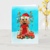 Cocker Spaniel in de sneeuw met Kerstcadeaus  Kaart (Gele Bloem)