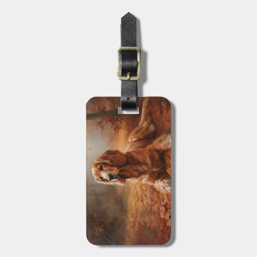 Cocker Spaniel in Herfstbladeren Herfst Inspire Bagagelabel (Voorkant verticaal)