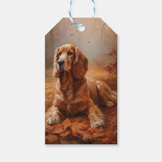 Cocker Spaniel in Herfstbladeren Herfst Inspire Cadeaulabel (Voorkant)
