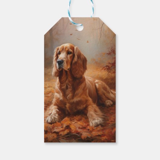 Cocker Spaniel in Herfstbladeren Herfst Inspire Cadeaulabel (Achterkant)