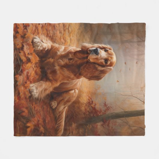 Cocker Spaniel in Herfstbladeren Herfst Inspire Fleece Deken (Voorkant (Horizontaal))