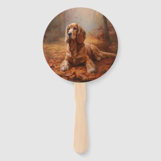 Cocker Spaniel in Herfstbladeren Herfst Inspire Handwaaier (Achterkant)