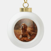 Cocker Spaniel in Herfstbladeren Herfst Inspire Keramische Bal Ornament (Voorkant)