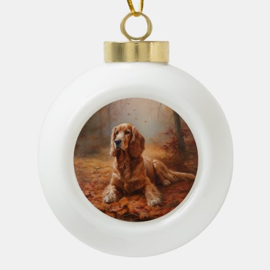 Cocker Spaniel in Herfstbladeren Herfst Inspire Keramische Bal Ornament (Voorkant)