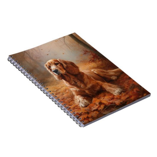 Cocker Spaniel in Herfstbladeren Herfst Inspire Notitieboek (Rechterzijde)
