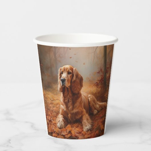 Cocker Spaniel in Herfstbladeren Herfst Inspire Papieren Bekers (Achterkant)