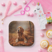 Cocker Spaniel in Herfstbladeren Herfst Inspire Papieren Bordje (Feest)