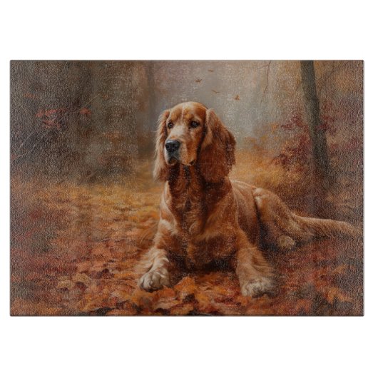 Cocker Spaniel in Herfstbladeren Herfst Inspire Snijplank (Voorkant)