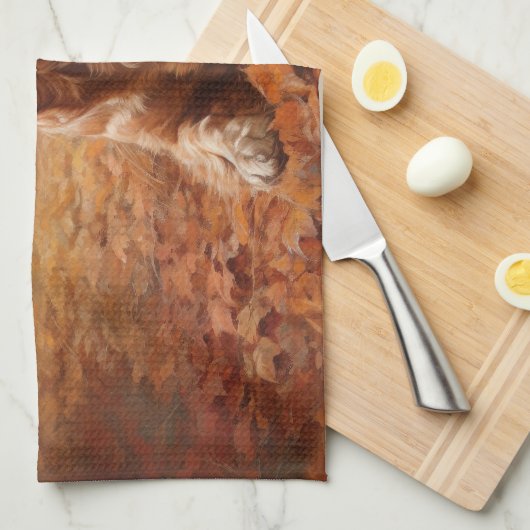 Cocker Spaniel in Herfstbladeren Herfst Inspire Theedoek (Quarter Fold)