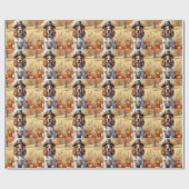 Cocker Spaniel in herfstbladeren Thanksgiving Kuns Cadeaupapier (Vlak)
