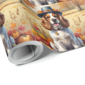 Cocker Spaniel in herfstbladeren Thanksgiving Kuns Cadeaupapier (Rol Hoek)