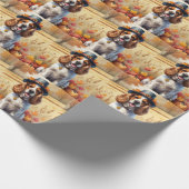 Cocker Spaniel in herfstbladeren Thanksgiving Kuns Cadeaupapier (Hoek)
