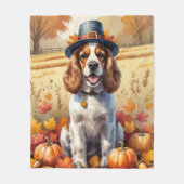 Cocker Spaniel in herfstbladeren Thanksgiving Kuns Fleece Deken (Voorkant)