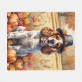 Cocker Spaniel in herfstbladeren Thanksgiving Kuns Fleece Deken (Voorkant (Horizontaal))