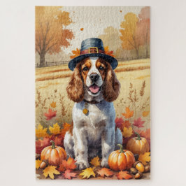 Cocker Spaniel in herfstbladeren Thanksgiving Kuns Legpuzzel