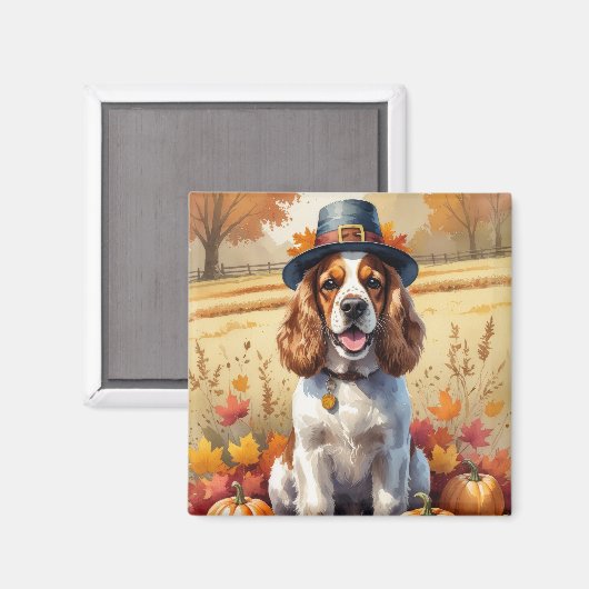 Cocker Spaniel in herfstbladeren Thanksgiving Kuns Magneet (Voorkant / Achterkant)
