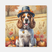 Cocker Spaniel in herfstbladeren Thanksgiving Kuns Magneet (Voorkant)