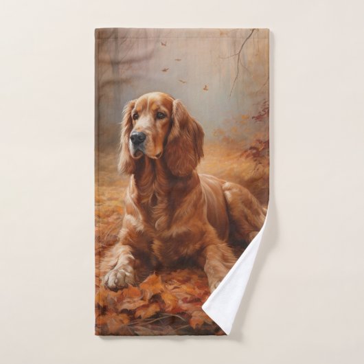 Cocker Spaniel in herfstbladeren val inspireert Bad Handdoek (Handdoek)