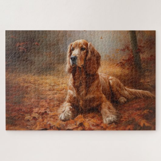 Cocker Spaniel in herfstbladeren val inspireert Legpuzzel (Horizontaal)