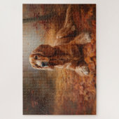 Cocker Spaniel in herfstbladeren val inspireert Legpuzzel (Verticaal)