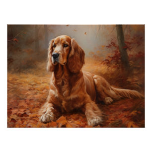 Cocker Spaniel in herfstbladeren val inspireert Perfect Poster