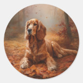 Cocker Spaniel in herfstbladeren val inspireert Ronde Sticker (Voorkant)