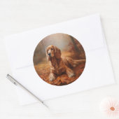 Cocker Spaniel in herfstbladeren val inspireert Ronde Sticker (Envelop)