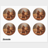 Cocker Spaniel in herfstbladeren val inspireert Ronde Sticker (Vel)