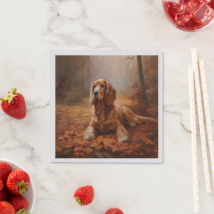 Cocker Spaniel in herfstbladeren val inspireert Servet