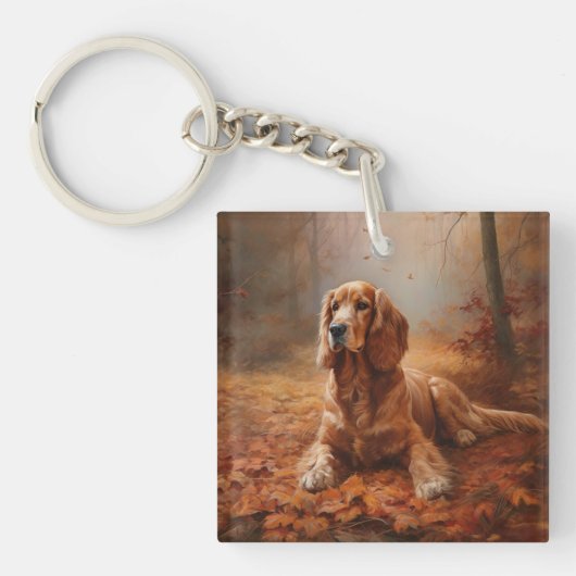 Cocker Spaniel in herfstbladeren val inspireert Sleutelhanger (Voorkant)