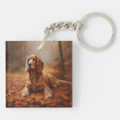 Cocker Spaniel in herfstbladeren val inspireert Sleutelhanger (Achterkant)
