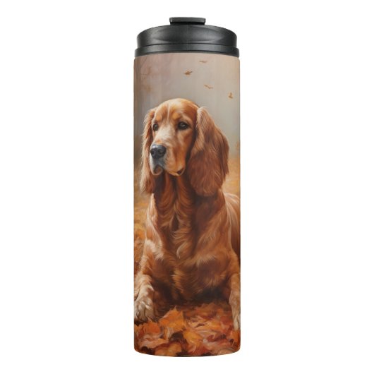 Cocker Spaniel in herfstbladeren val inspireert Thermosbeker (Voorkant)