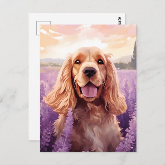 Cocker Spaniel in Lavendel veld Briefkaart (Voorkant / Achterkant)
