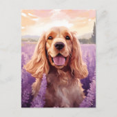 Cocker Spaniel in Lavendel veld Briefkaart (Voorkant)