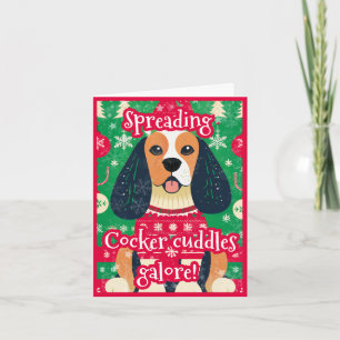 Cocker Spaniel in lelijke kersttrui Kerstmis Feestdagen Kaart