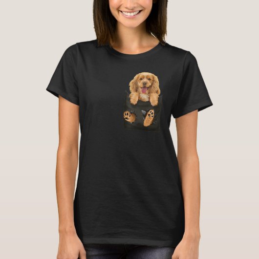 Cocker Spaniel in Pocket Puppy Dog T-Shirt Gifts (Voorkant)