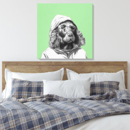 Cocker Spaniel in regenjas (Moegi) Canvas Afdruk