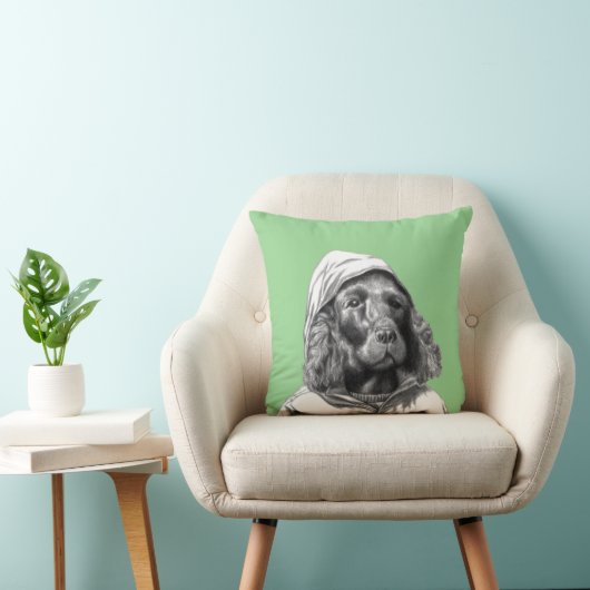 Cocker Spaniel in regenjas (Moegi) Kussen (Stoel)