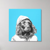 Cocker Spaniel in regenjas (Old-School Blue) Canvas Afdruk (Voorkant)