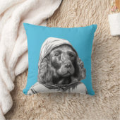 Cocker Spaniel in regenjas (Old-School Blue) Kussen (Deken)